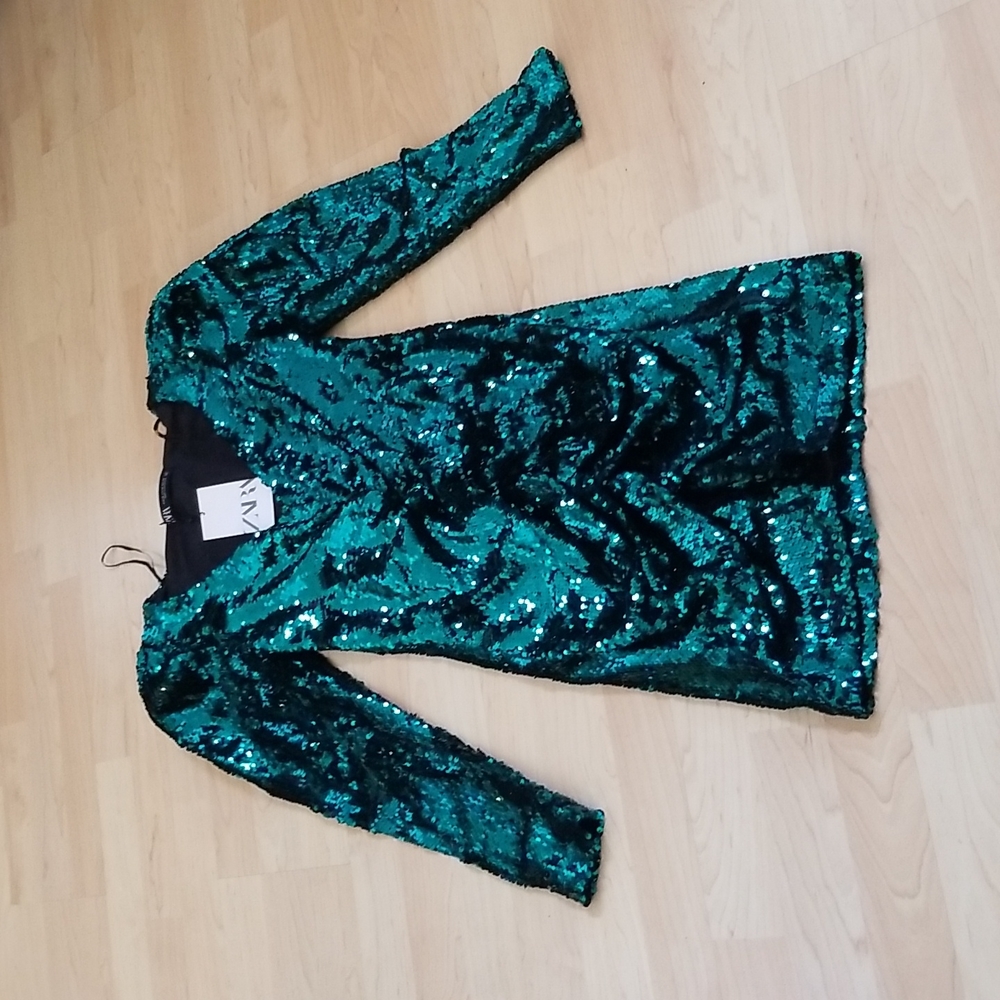 Zara Turquoise Sequined Cocktail Dress